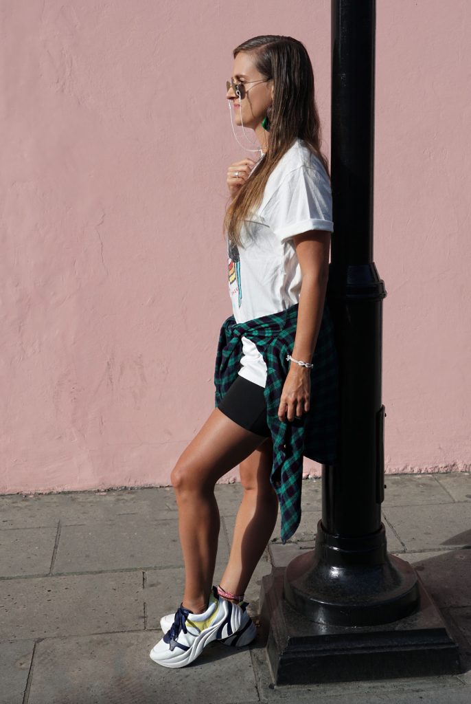 oversized shirt with biker shorts