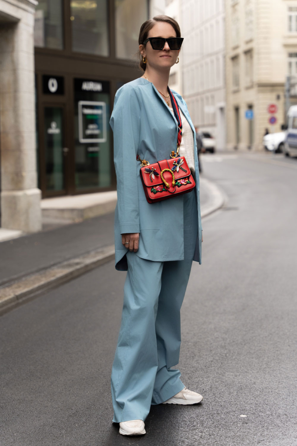 Pastel blue suit by Manusha